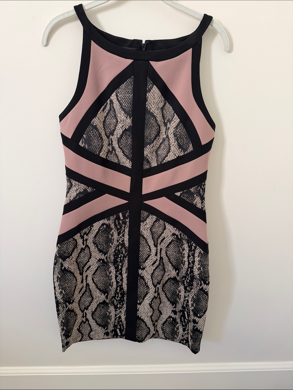 JAYGODFREY Blush Pink & Black Snakeskin-Panel Mini Dress